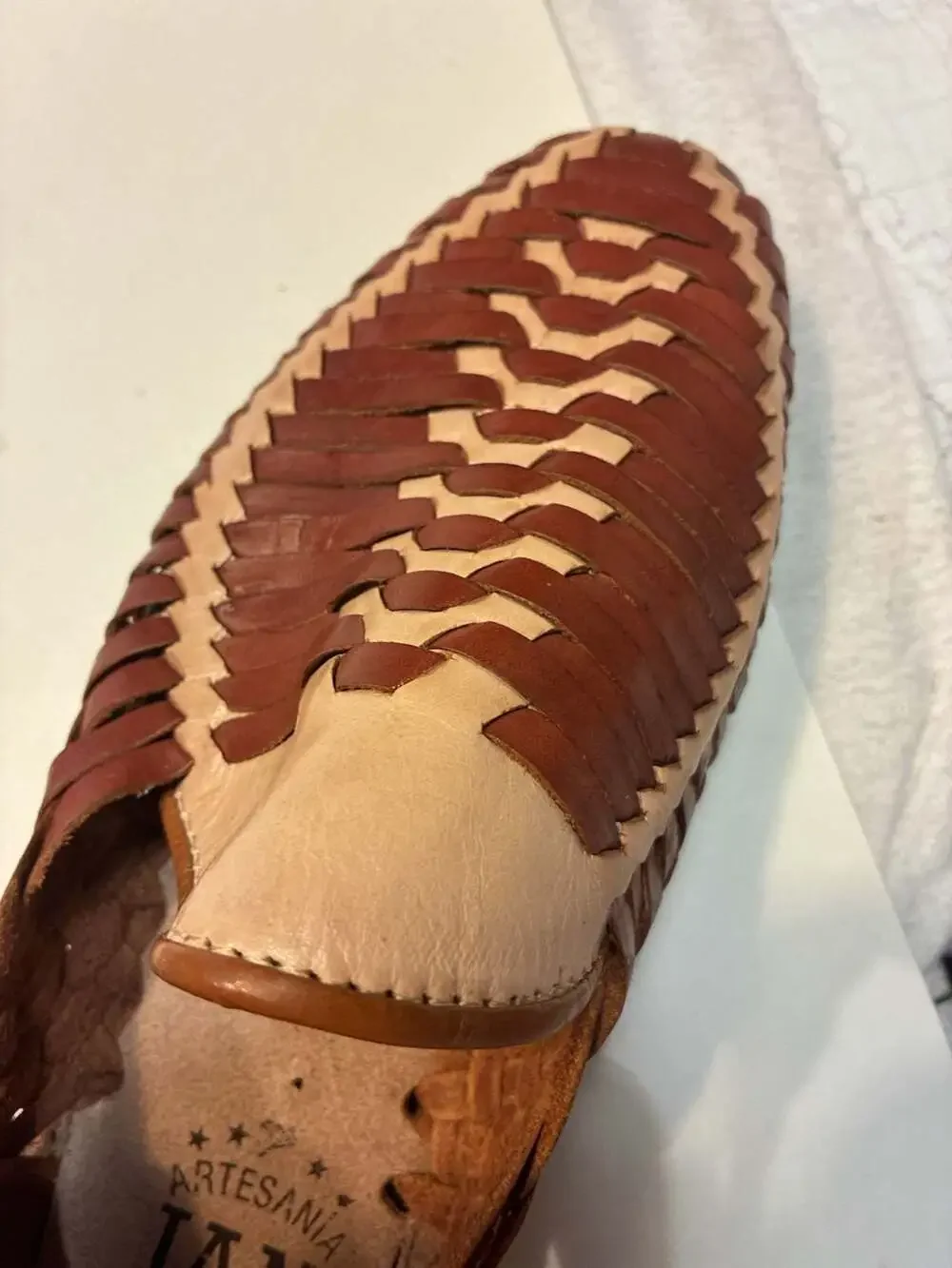Artesania JAN Two-Tone Woven Leather Huarache Sandals
